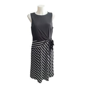 Lauren Ralph Lauren Womens Katonda Striped Side-Tie Dress AJ1006 Slimming sz 12P